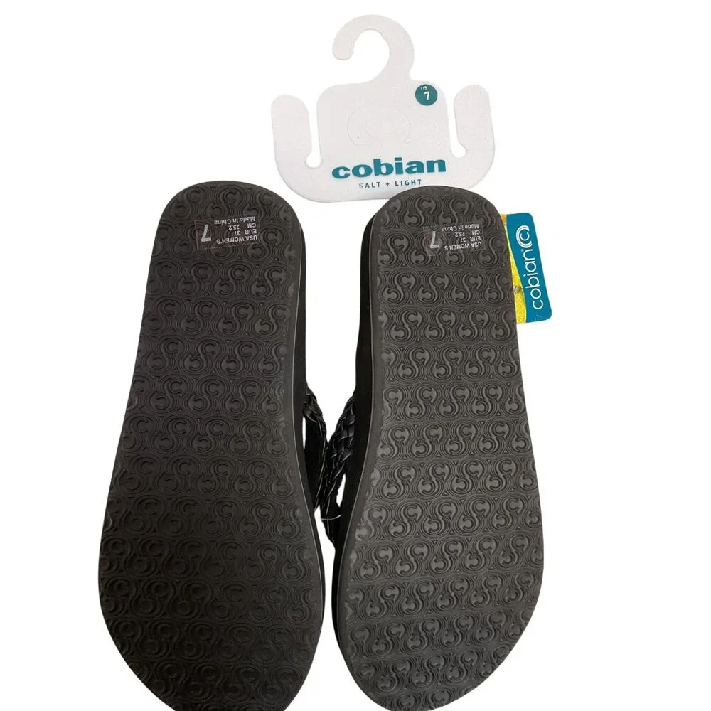 Cobian Womens Braided Black Flip-Flops Size 7 Durable Comfortable Beach Sandals - Picture 3 of 4